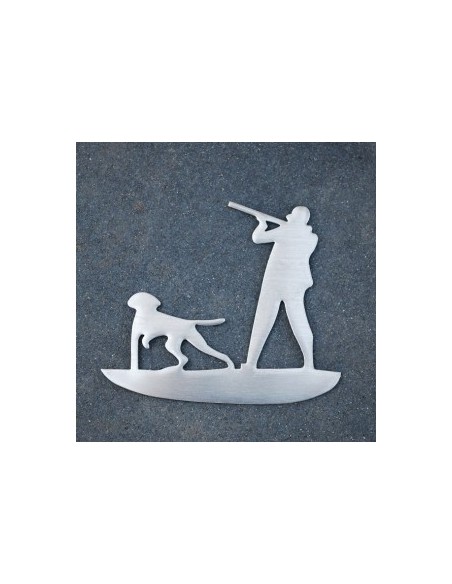 Autosticker RVS Jager met staande hond