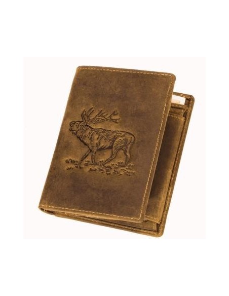 Lederen portemonnee met jacht motief staand